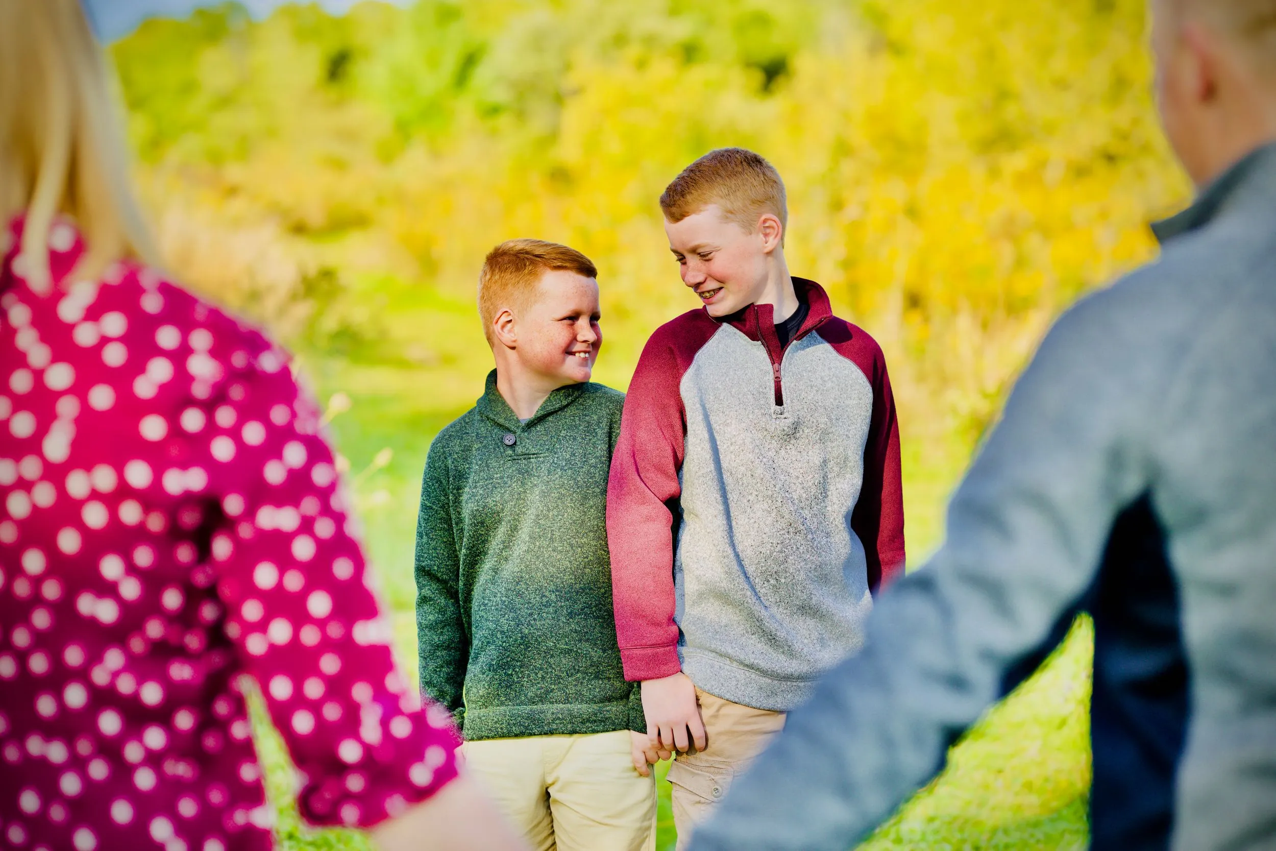 Brothers sharing a laugh during a family session