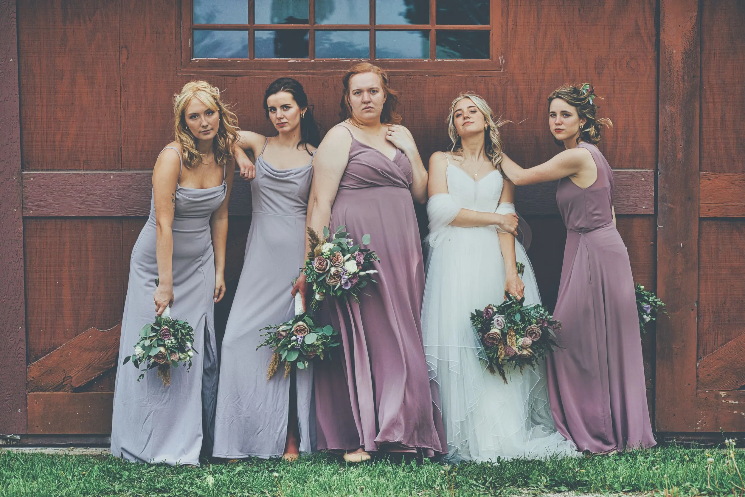 Bridal party with bouquets